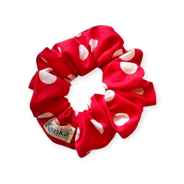 Red Polkadot Cotton Scrunchies