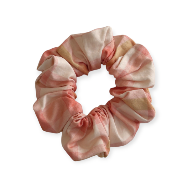 Peach Tartan Sateen Scrunchies